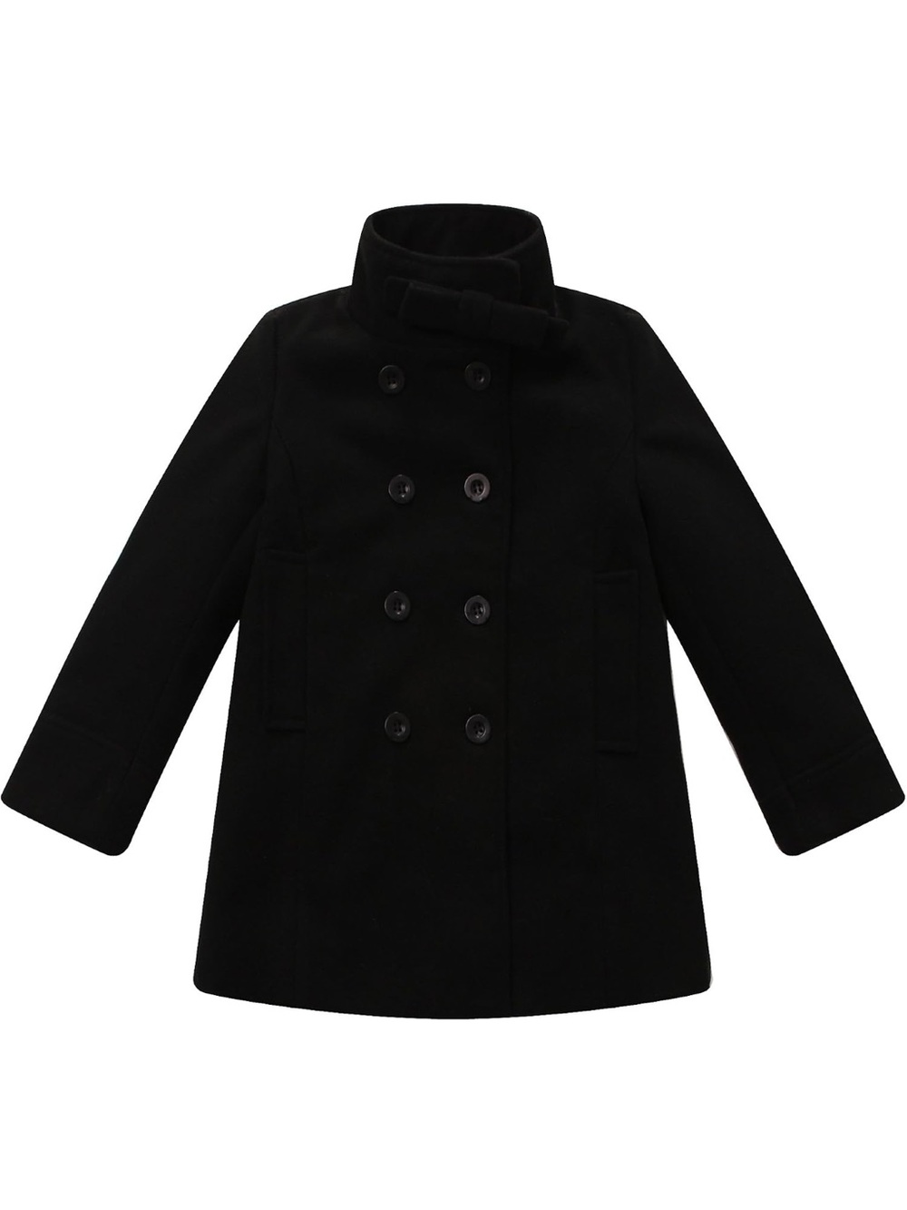 Girls' Black Double-Breasted Pea Coat